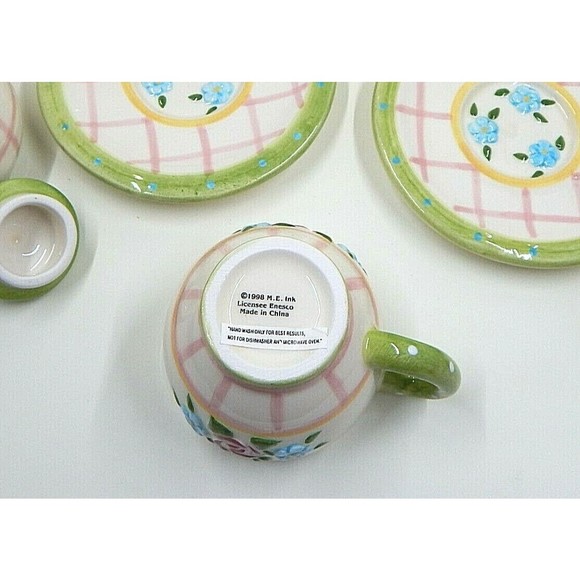 Mary Engelbreit Rose Patch Child's Tea Set By Enesco 1998 Set of 7 - Picture 6 of 12